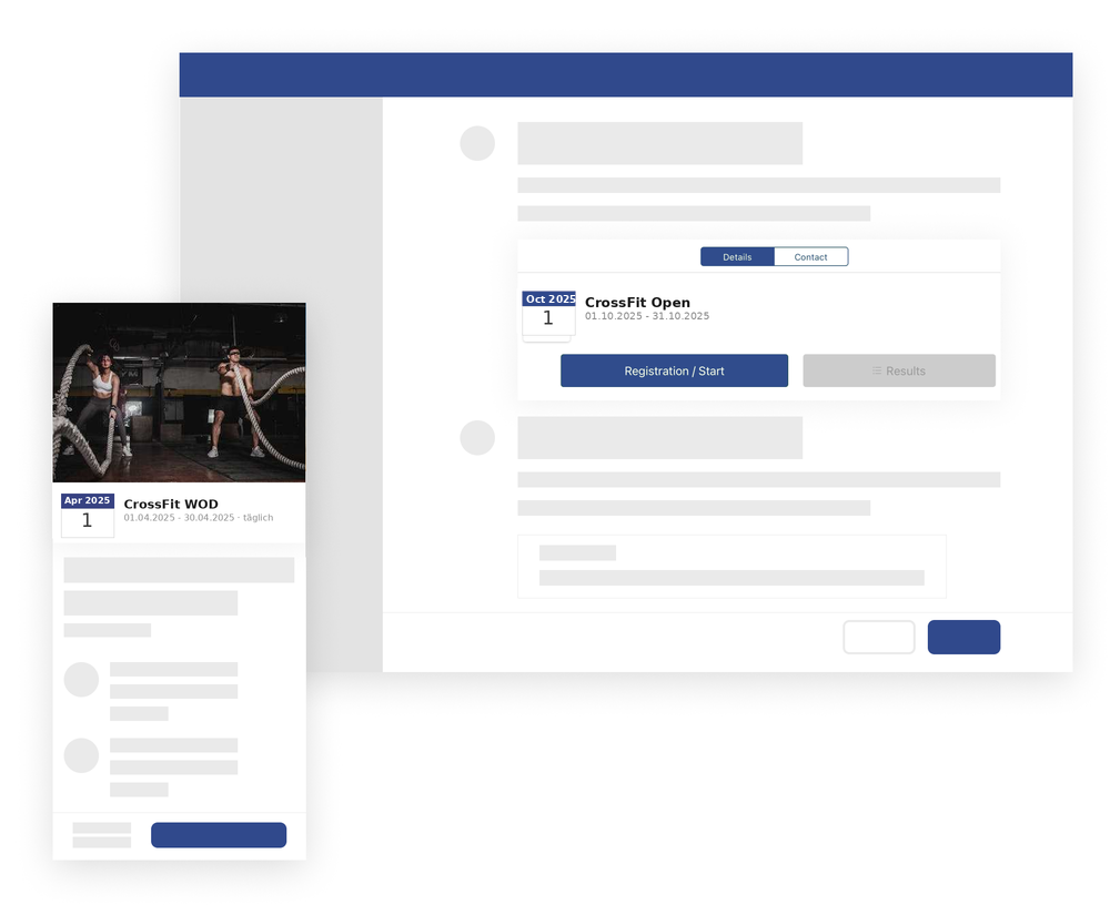 CrossFit Box training management app – WOD calendar with booking system and performance tracking